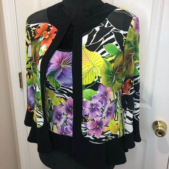 Joseph Ribkoff floral print jacket and shell tank top set, size 6 - Picture 2 of 16